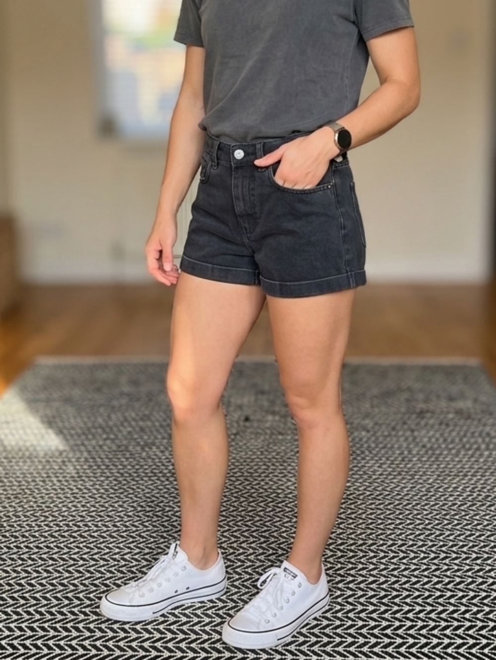 PacSun Black Washed Denim Shorts
